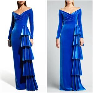 Chiara Boni La Petite Robe Trinity V-Neck Side-Drape Velvet Gown NWT US 8/Medium